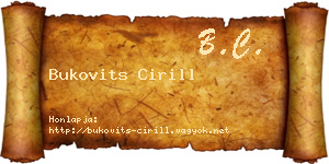 Bukovits Cirill névjegykártya